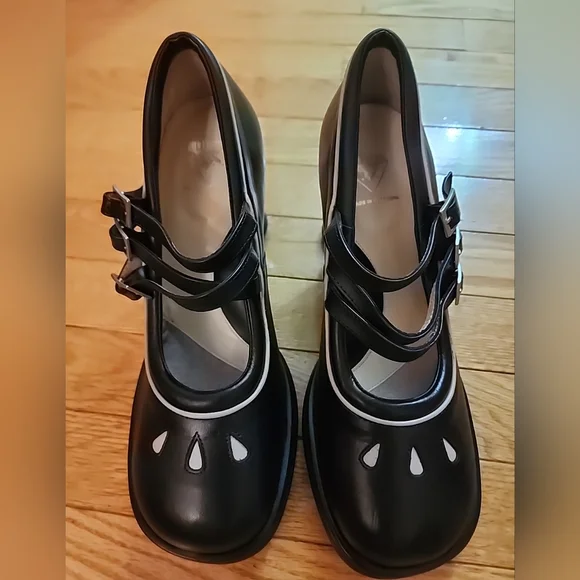 John Fluevog Black Leather Women's Mary Jane Shoes